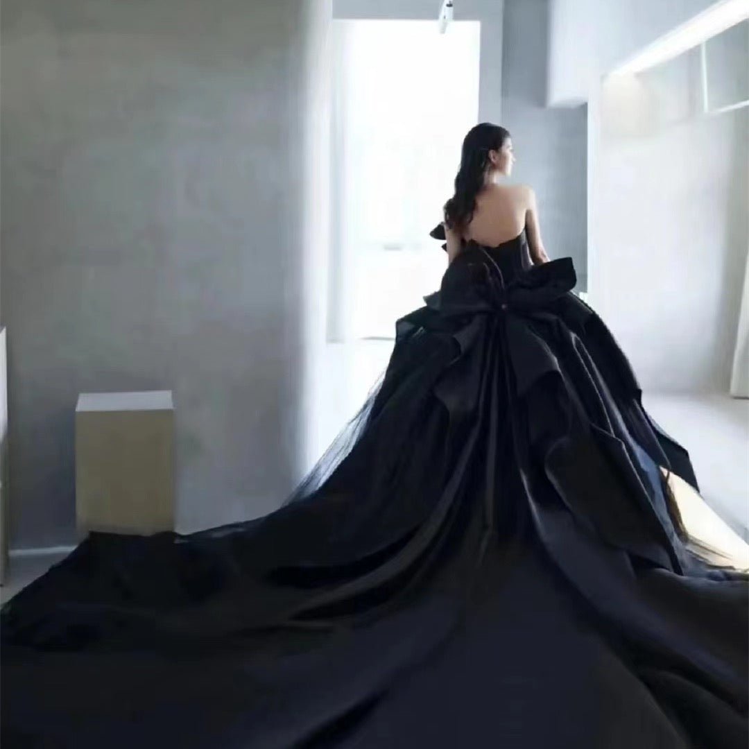 Gothic Black Wedding Dresses Plus Size | WonderlandByLilian Size 0 / No Train / Black Gothic Black Wedding Dresses Plus Size | WonderlandByLilian Size 0 / No Train / Black
