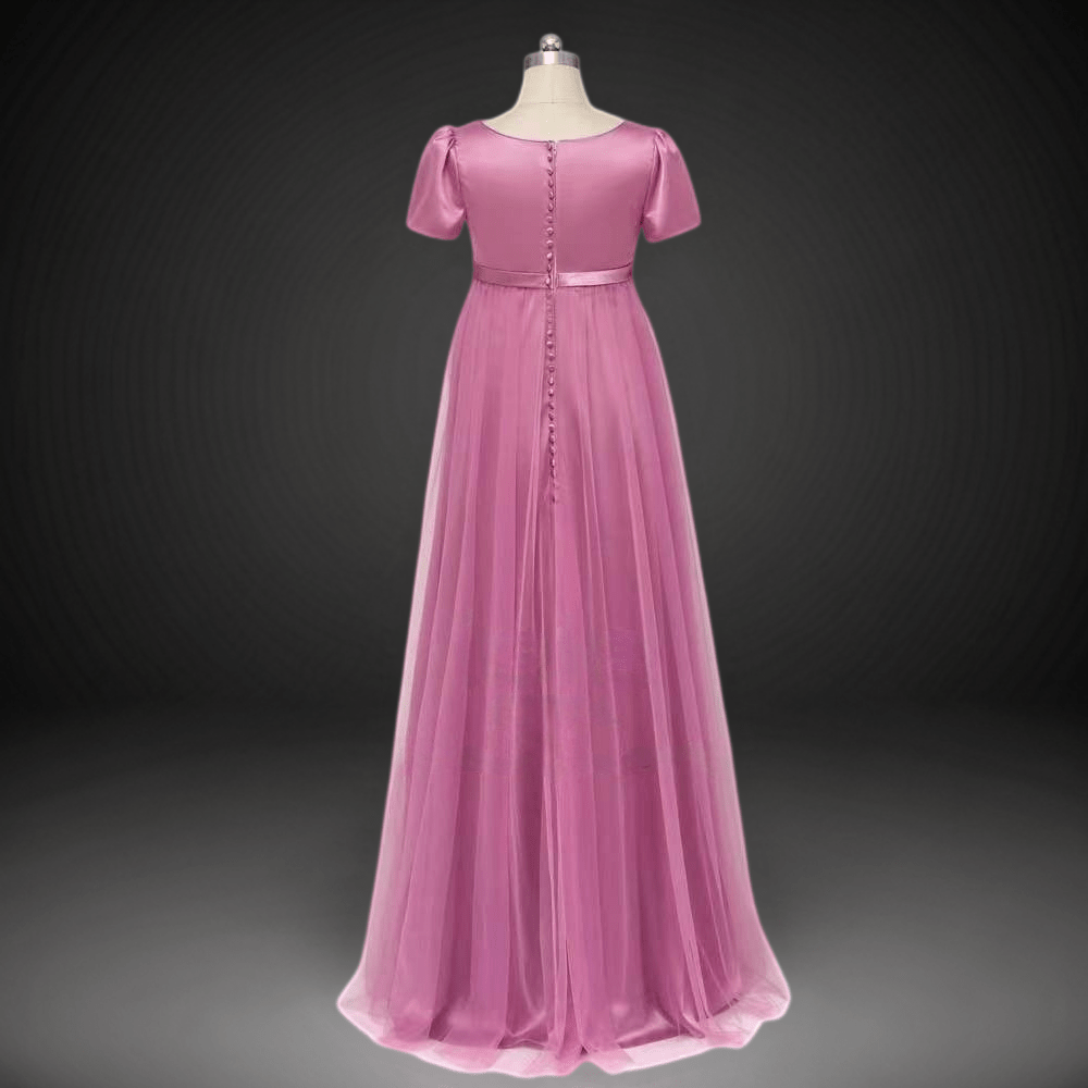 Regency Era Bridgerton Style Empire Waist Simple Satin Evening Dress Plus Size - WonderlandByLilian