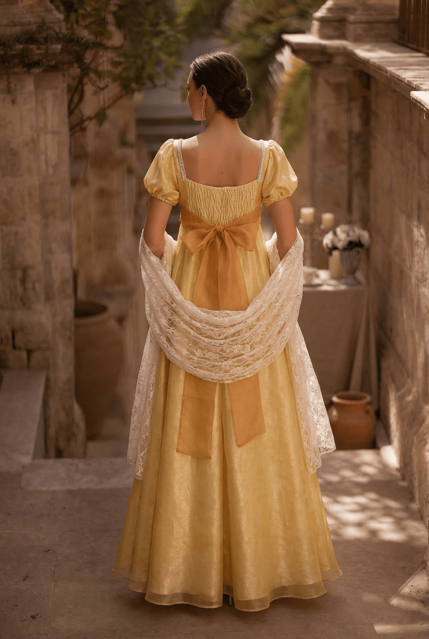 Shop now the best and perfect regency era wedding dress Size 16W / Yellow / Without Shawl