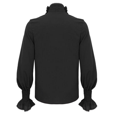Regency Style Bridgerton Men's Long Sleeve Ruffled Shirt - Premier Victorian Black And White Gothic Mens Shirt Plus Size - WonderlandByLilian