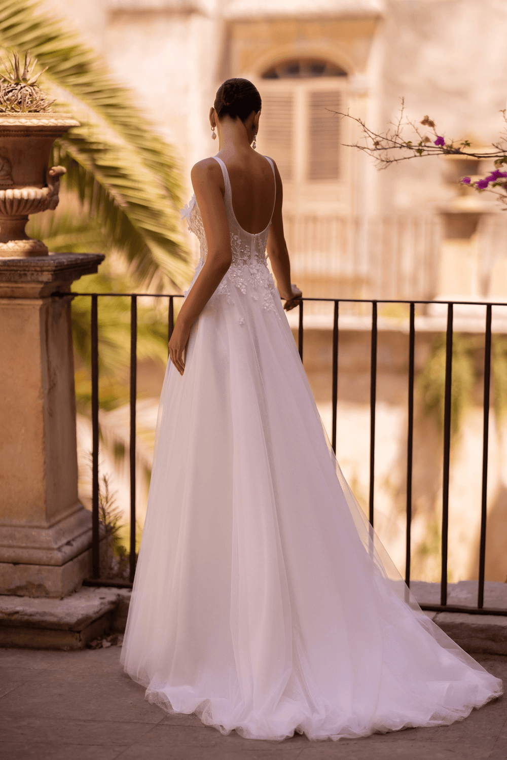 Romantic A-Line Wedding Gown with Sequined Floral Appliqué - Sleeveless Wedding Dress Plus Size - WonderlandByLilian