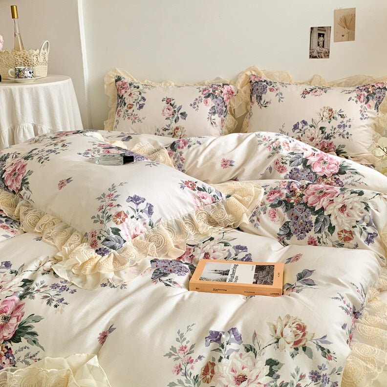 Romantic Pastoral Floral Cotton Bedding Set - WonderlandByLilian