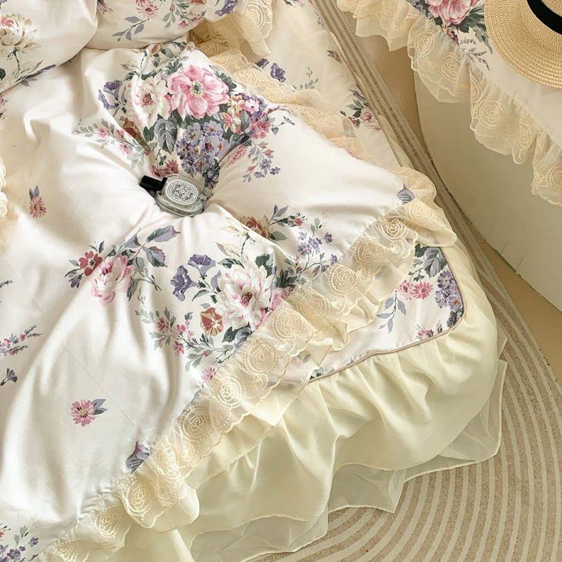 Romantic Pastoral Floral Cotton Bedding Set - WonderlandByLilian