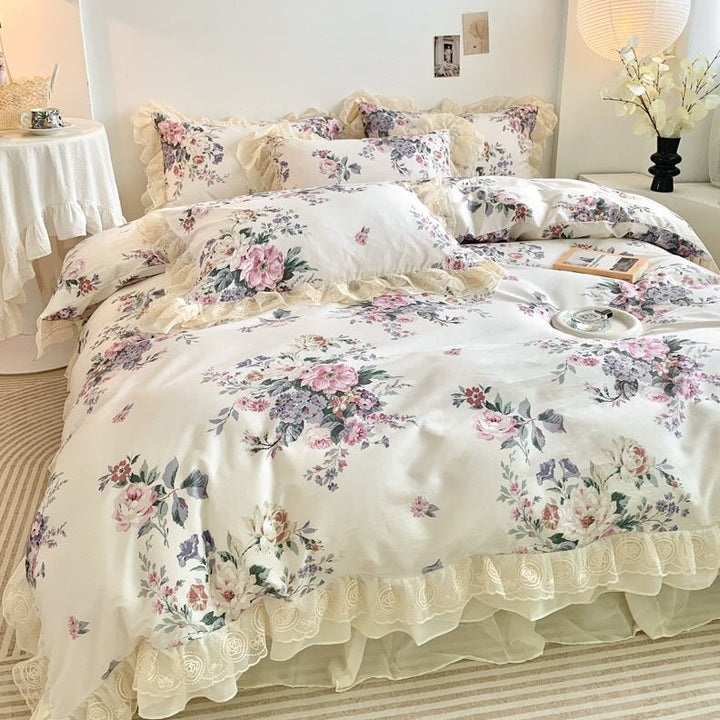 Romantic Pastoral Floral Cotton Bedding Set - WonderlandByLilian