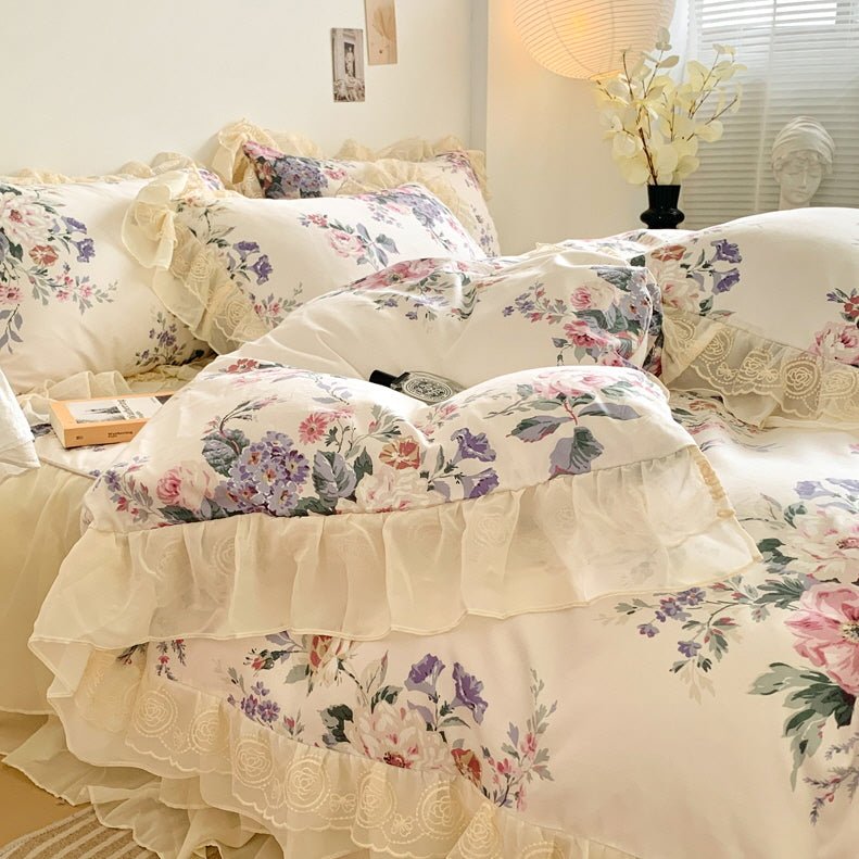 Romantic Pastoral Floral Cotton Bedding Set - WonderlandByLilian