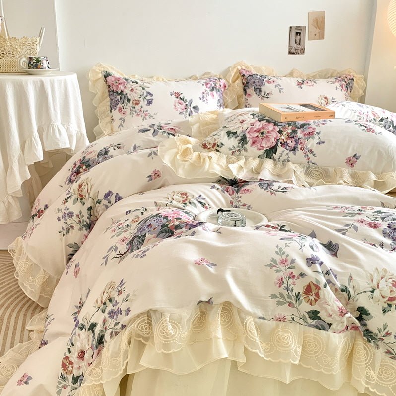 Romantic Pastoral Floral Cotton Bedding Set - WonderlandByLilian