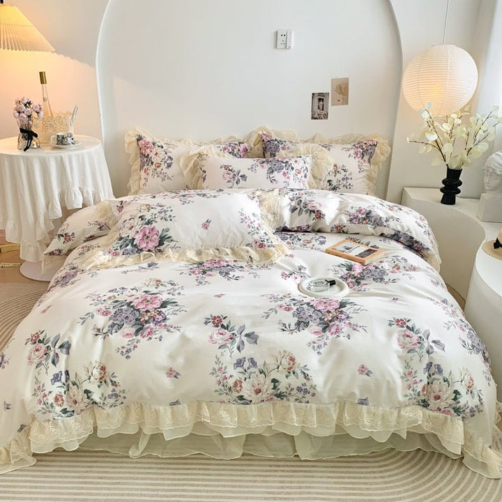 Romantic Pastoral Floral Cotton Bedding Set - WonderlandByLilian