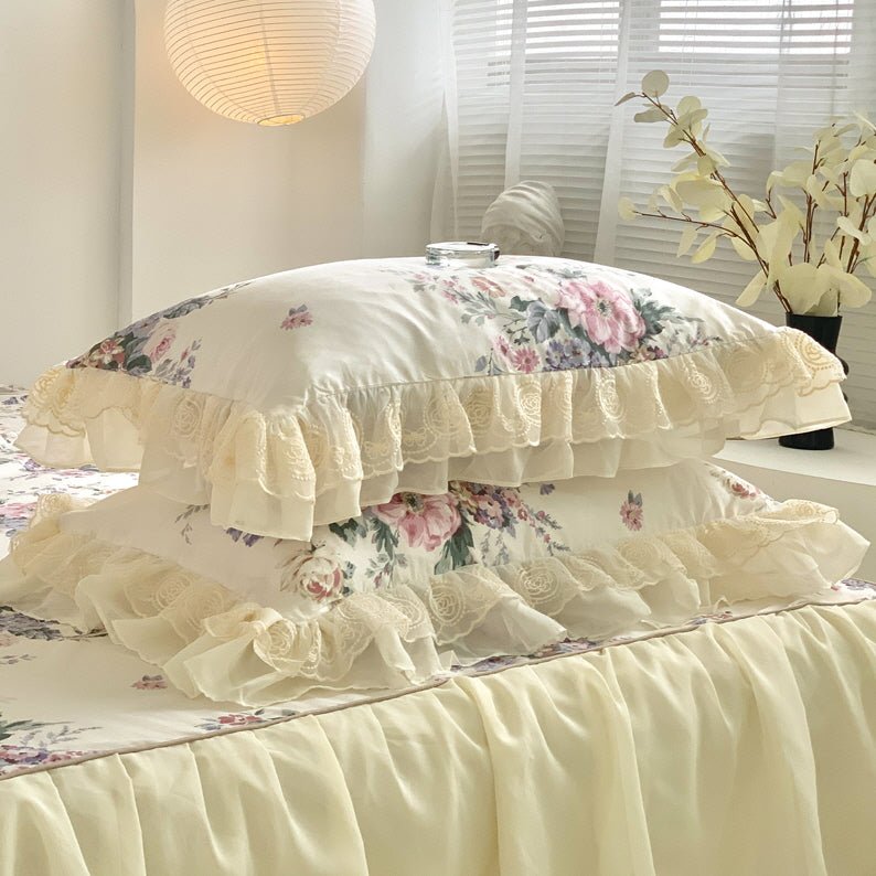 Romantic Pastoral Floral Cotton Bedding Set - WonderlandByLilian