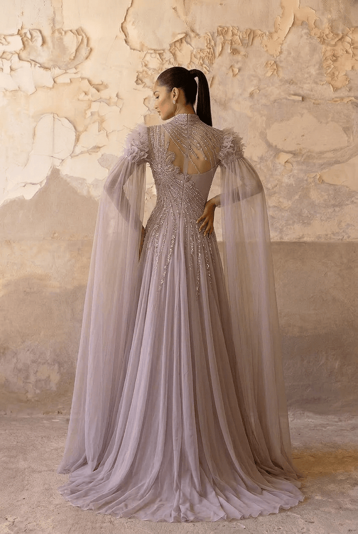 Rose Pink Sequin Evening Gown - Sequin and Feather Dress – Embellished Gown with Feather Shoulders Plus Size - WonderlandByLilian