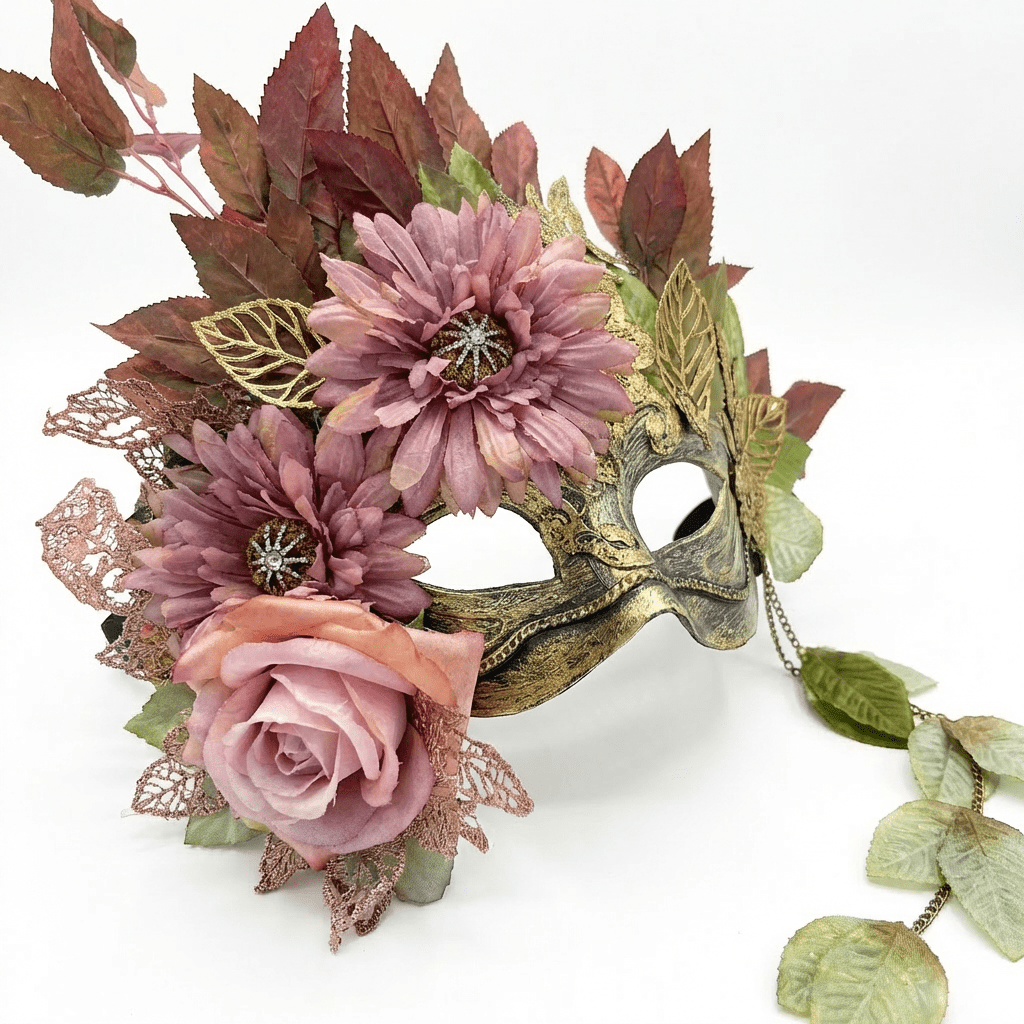 Roselle Dusk – Rococo Garden Masquerade Mask - WonderlandByLilian