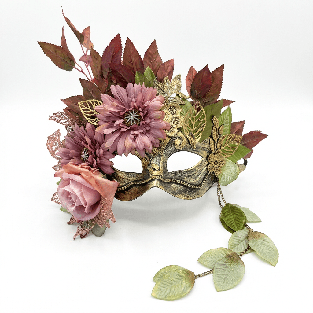 Roselle Dusk – Rococo Garden Masquerade Mask - WonderlandByLilian