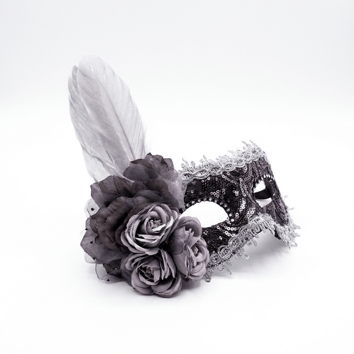 Rosette Nocturne – Embellished Lace Masquerade Mask - WonderlandByLilian