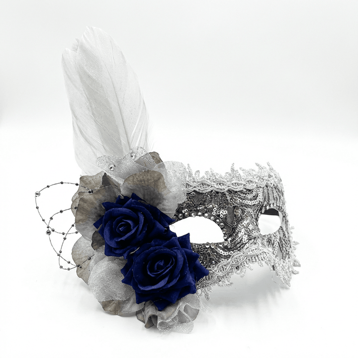 Rosette Nocturne – Embellished Lace Masquerade Mask - WonderlandByLilian