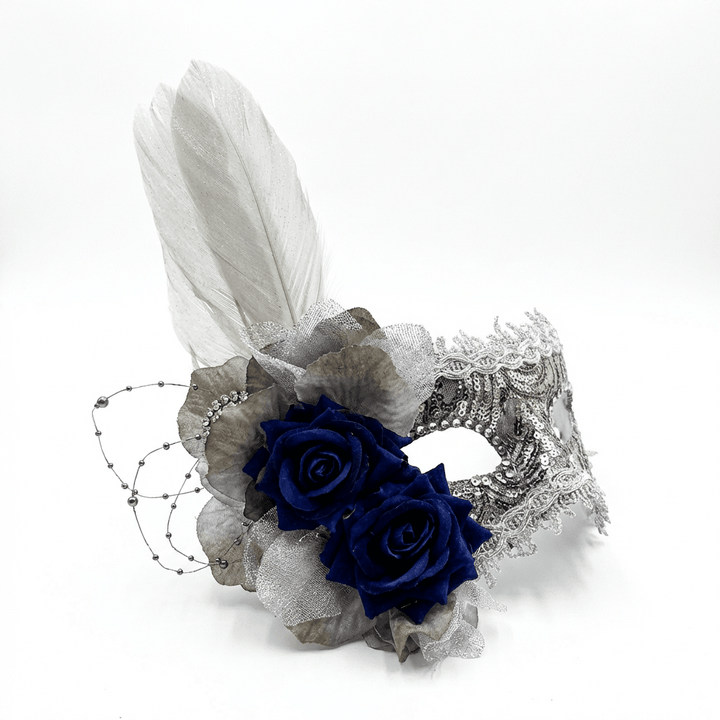 Rosette Nocturne – Embellished Lace Masquerade Mask - WonderlandByLilian