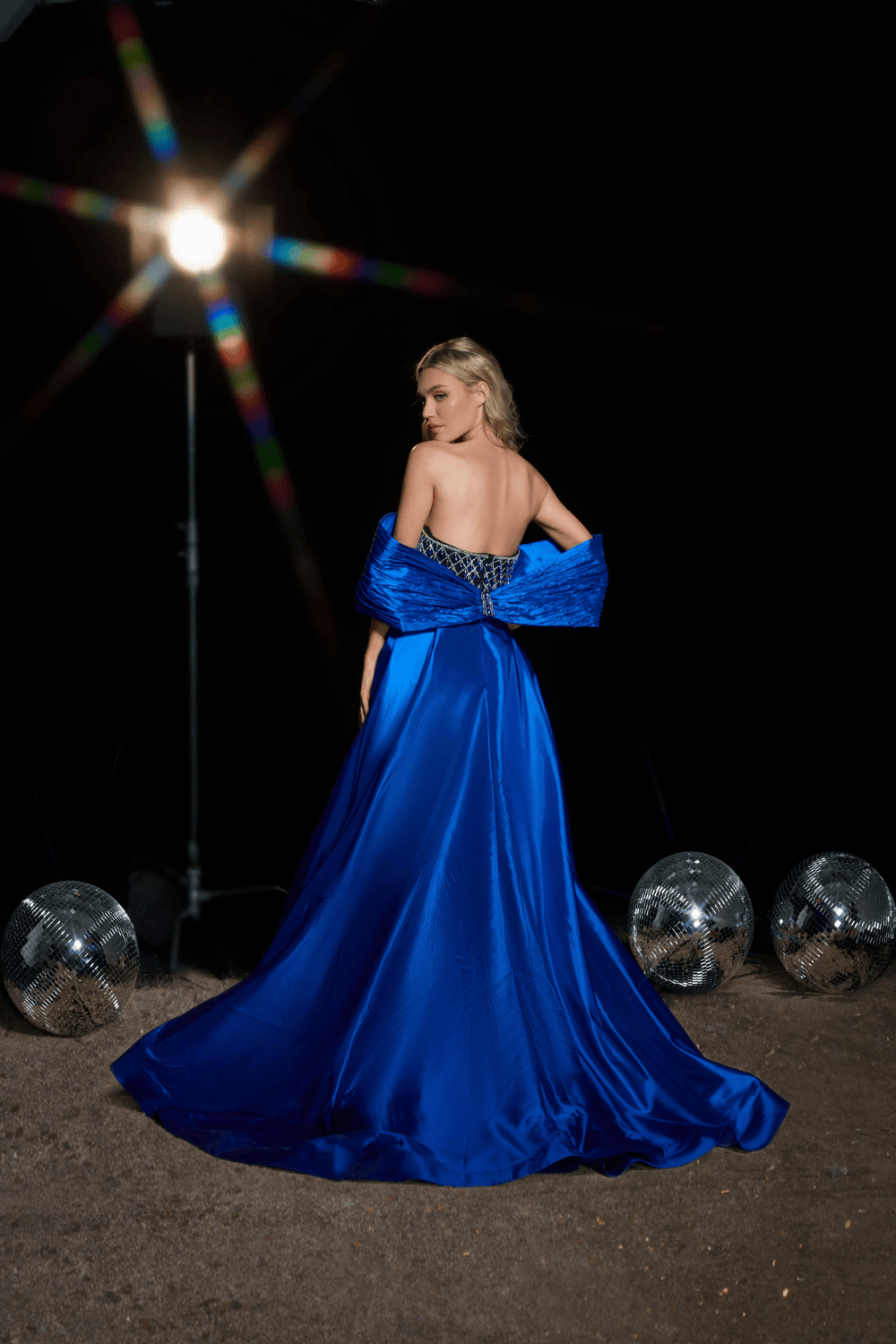 Royal Blue Strapless Glitter Dress with Overskirt - Designer Sequin Gown with Bow Detail - Pink Sequin Dress Plus Size - WonderlandByLilian