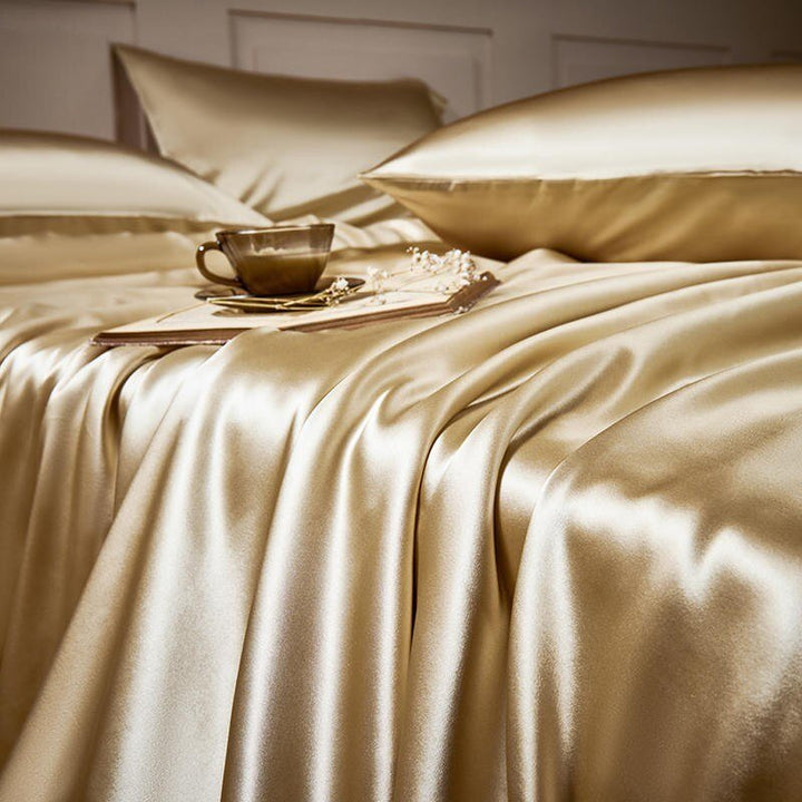 Royalis Gold Luxury Pure Mulberry Silk Bedding Set - WonderlandByLilian