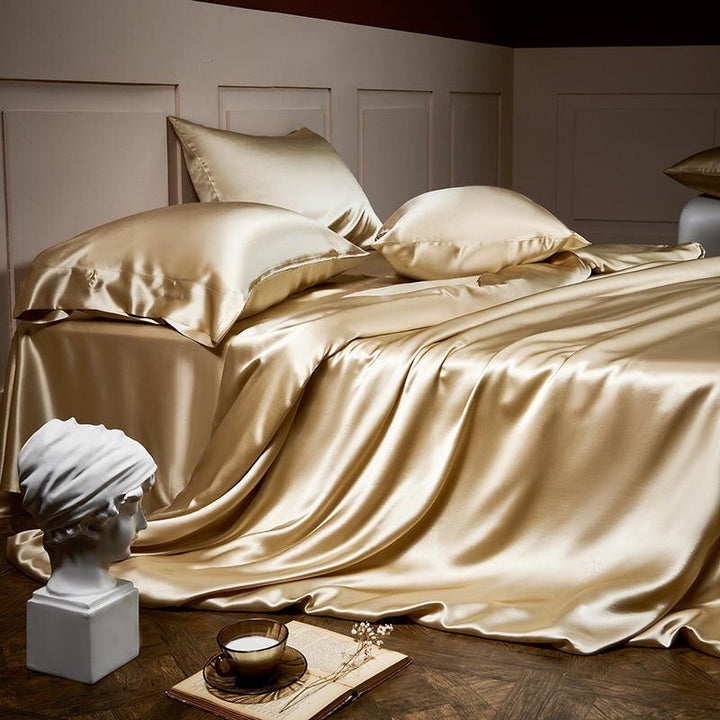 Royalis Gold Luxury Pure Mulberry Silk Bedding Set - WonderlandByLilian