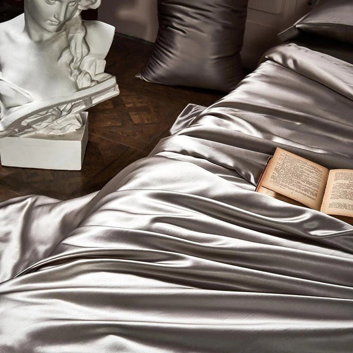 Royalis Grey Luxury Pure Mulberry Silk Bedding Set - WonderlandByLilian