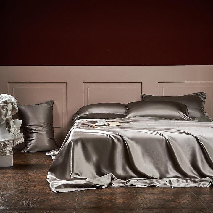 Royalis Grey Luxury Pure Mulberry Silk Bedding Set - WonderlandByLilian