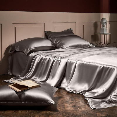 Royalis Grey Luxury Pure Mulberry Silk Bedding Set - WonderlandByLilian