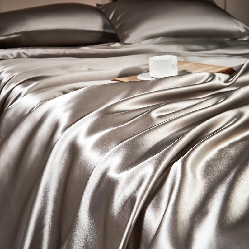 Royalis Grey Luxury Pure Mulberry Silk Bedding Set - WonderlandByLilian