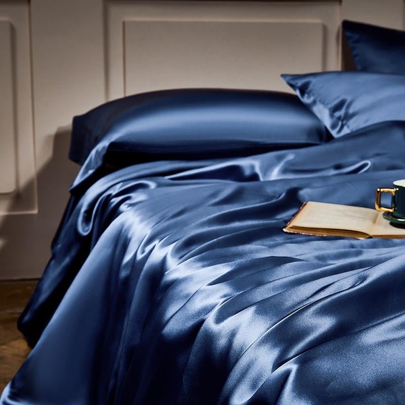 Royalis Prussian Blue Luxury Pure Mulberry Silk Bedding Set - WonderlandByLilian
