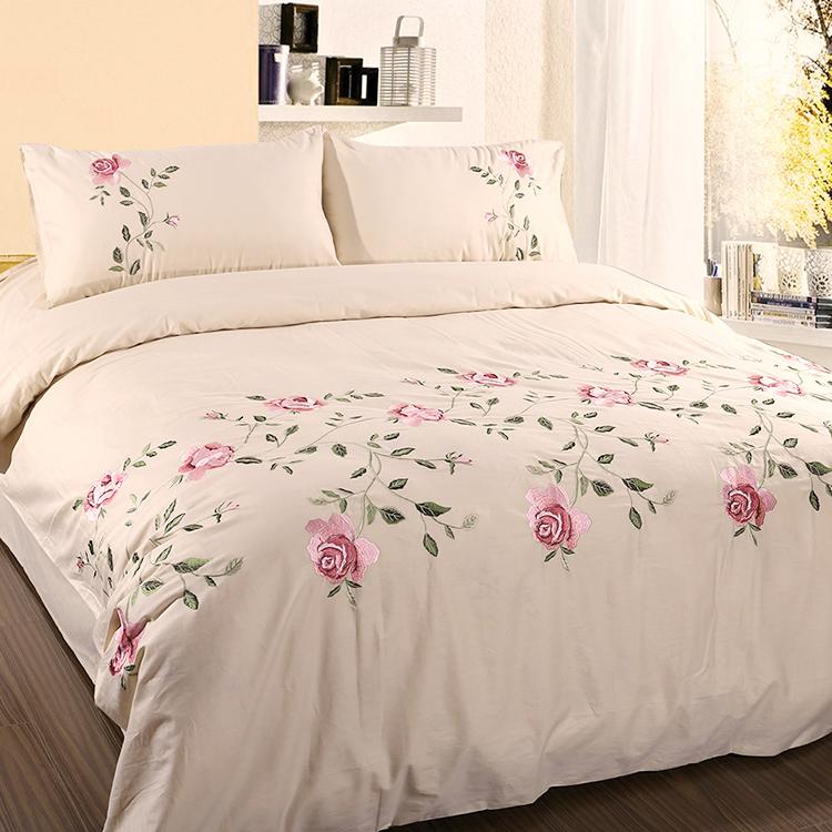 Ruzanna Flowers Embroidered Cotton Soft Bedding set - WonderlandByLilian