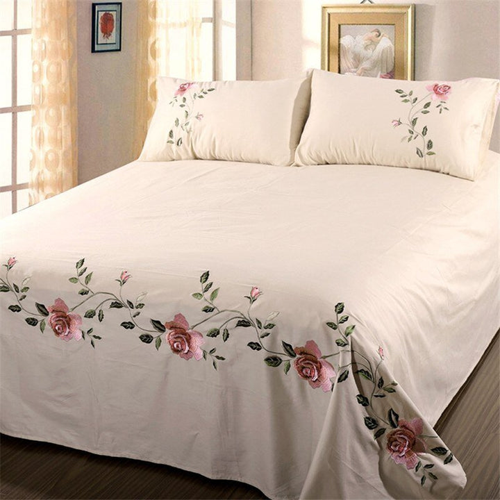 Ruzanna Flowers Embroidered Cotton Soft Bedding set - WonderlandByLilian