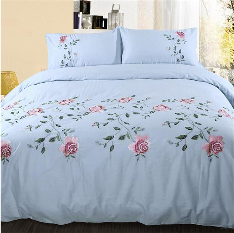 Ruzanna Flowers Embroidered Cotton Soft Bedding set - WonderlandByLilian