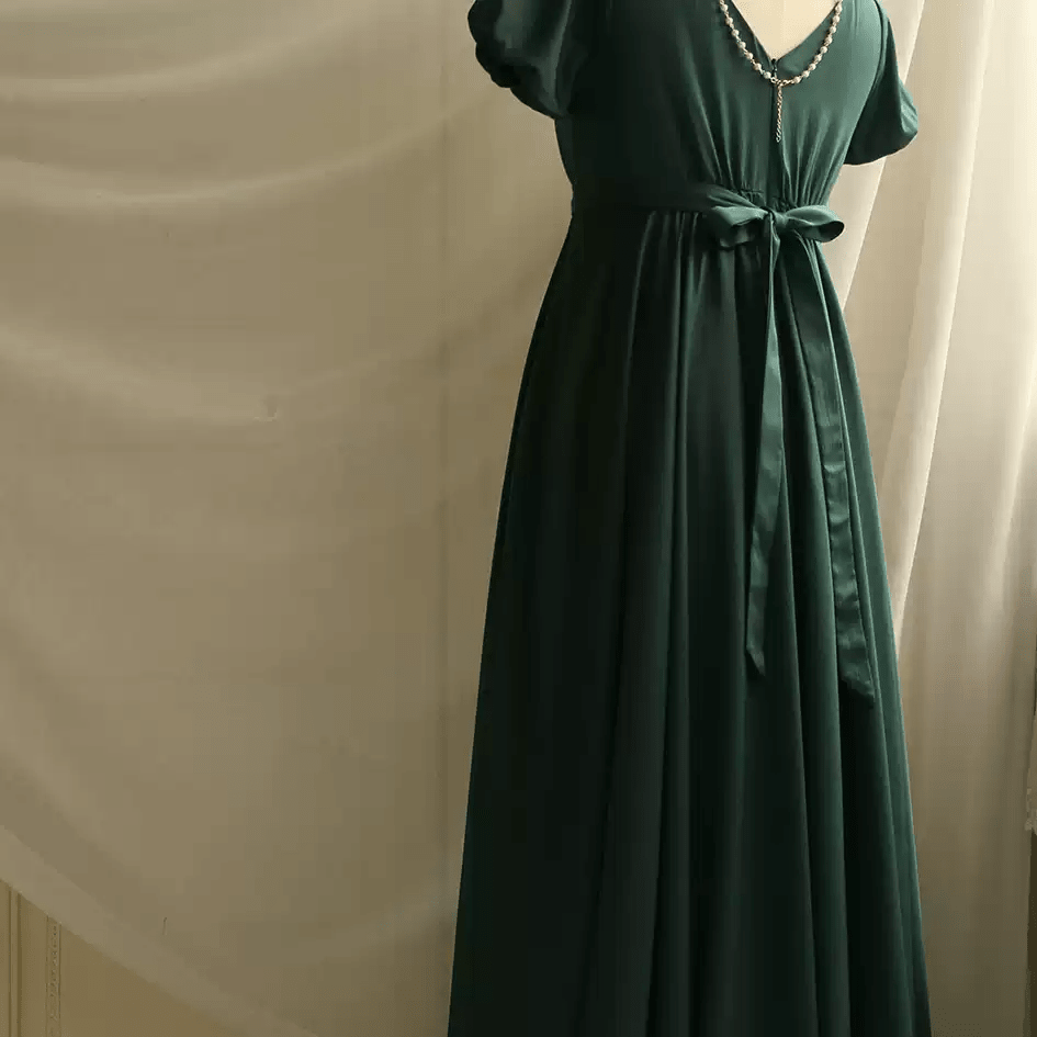 Sage Green Regency Era Dress - Empire Waist Dress – Regency Gown with Short Sleeves Plus Size - WonderlandByLilian