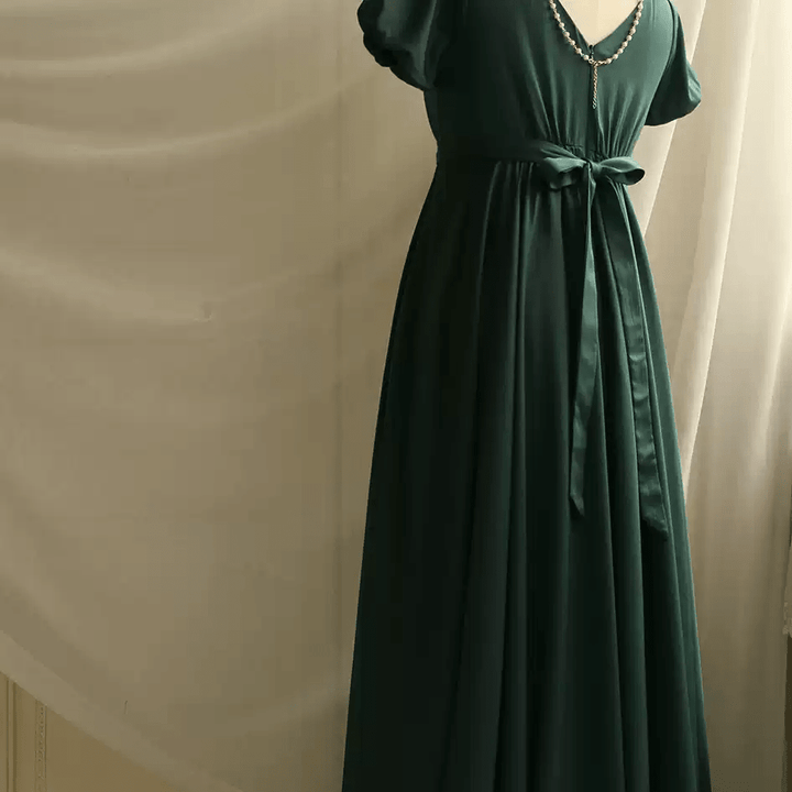 Sage Green Regency Era Dress - Empire Waist Dress – Regency Gown with Short Sleeves Plus Size - WonderlandByLilian