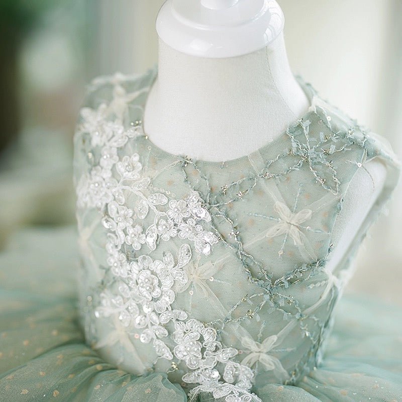 Sage Green Tulle Flower Girl Dress with Embellished Bodice Plus Size WonderlandByLilian Sage Green Tulle Flower Girl Dress with Embellished Bodice Plus Size WonderlandByLilian