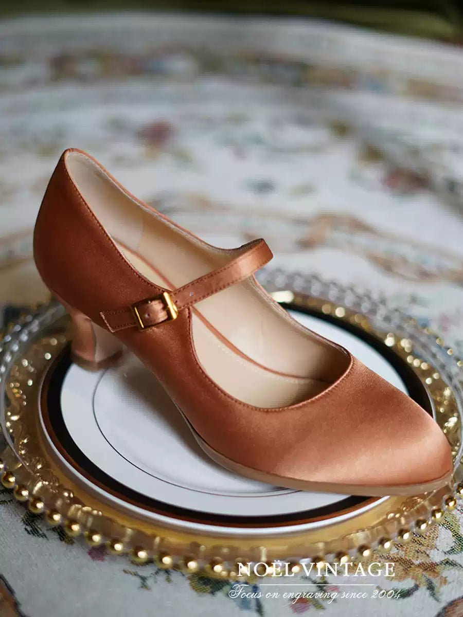 Satin Mary Jane Heels - Vintage Inspired Retro Shoes - WonderlandByLilian