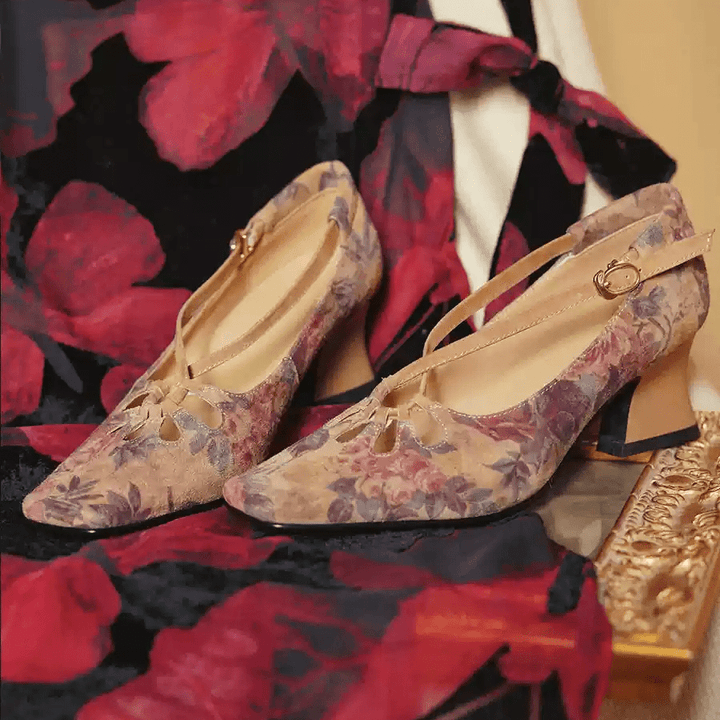 "Secret Garden" – Handmade Floral Cutout Vintage Heels - WonderlandByLilian