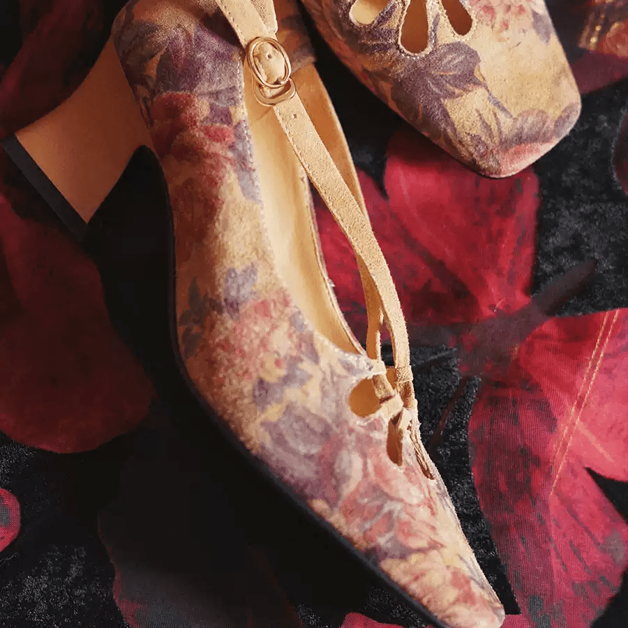 "Secret Garden" – Handmade Floral Cutout Vintage Heels - WonderlandByLilian