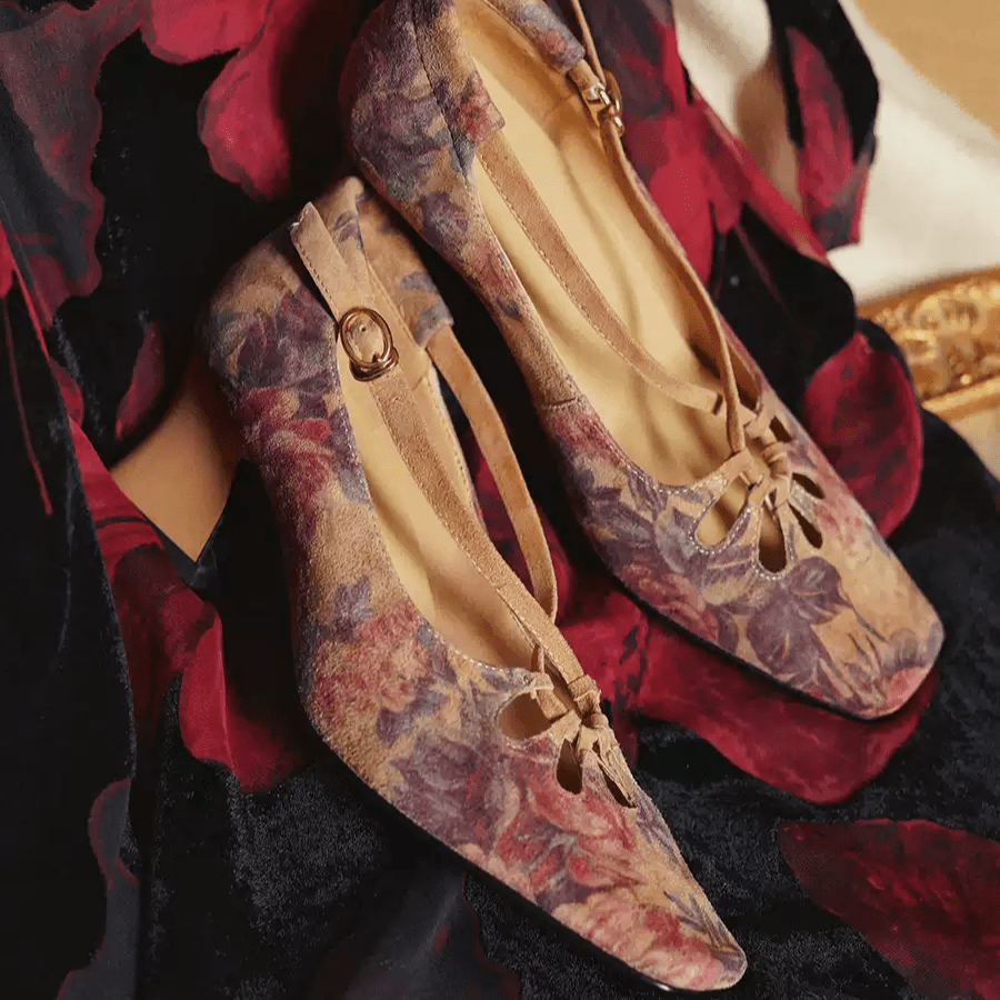 "Secret Garden" – Handmade Floral Cutout Vintage Heels - WonderlandByLilian