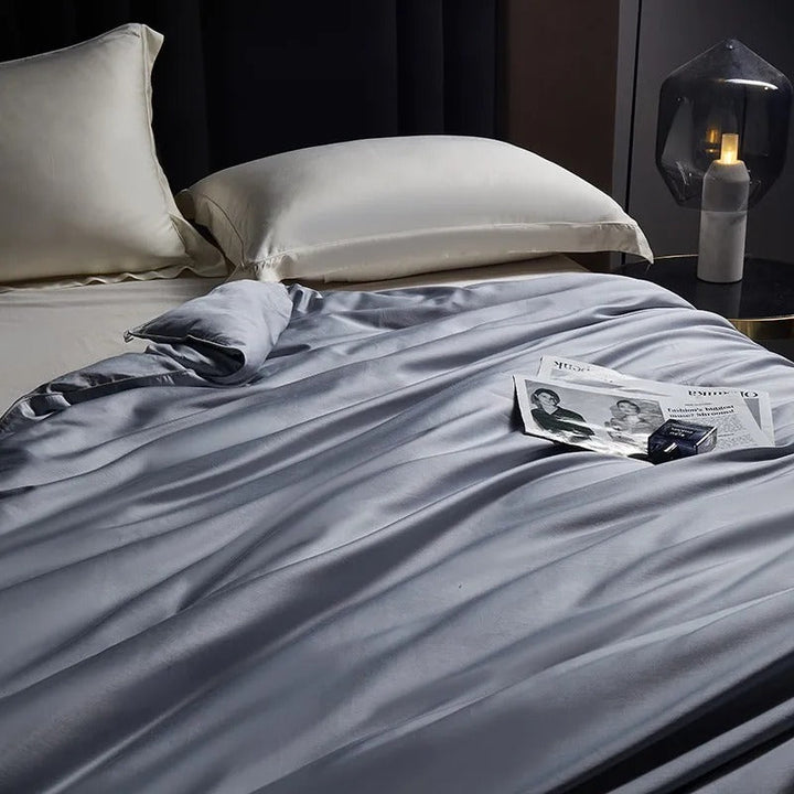 Seda Silvery Grey Mulberry Silk Filling Comforter - WonderlandByLilian