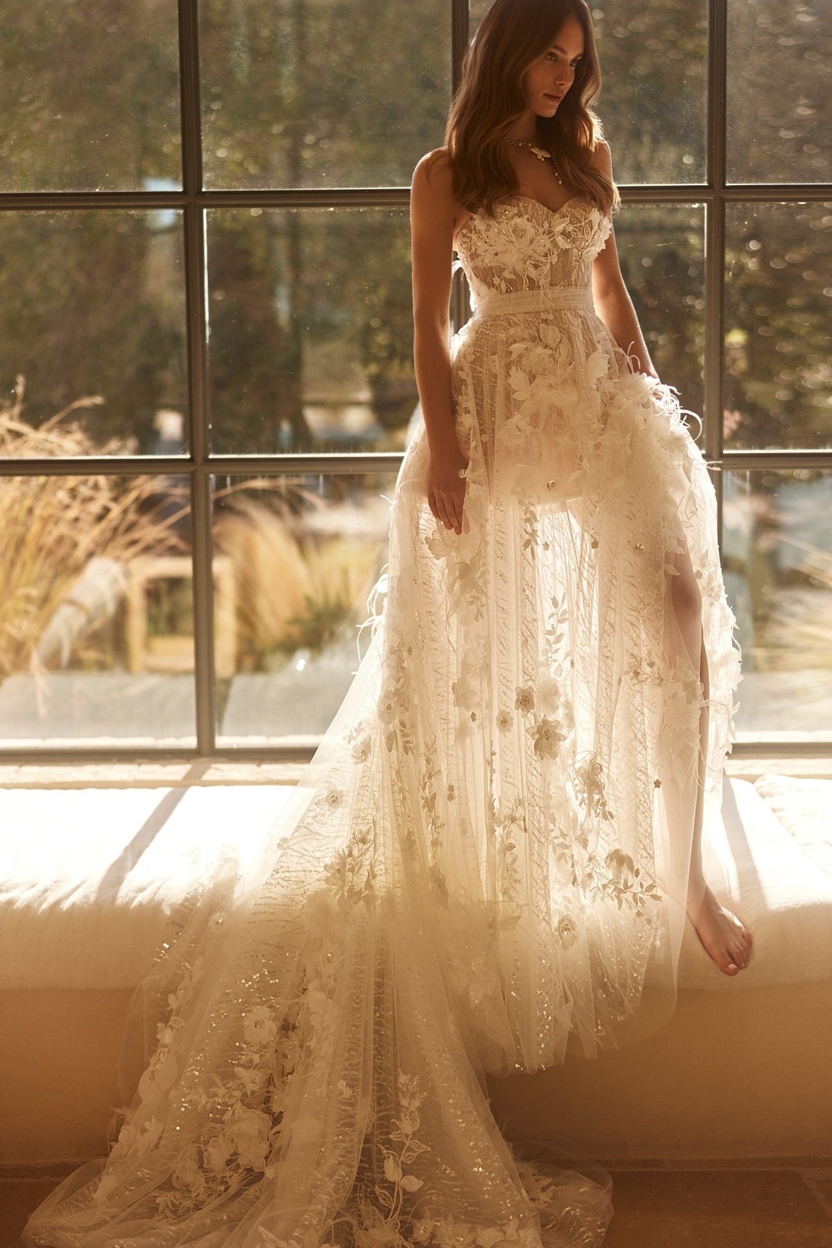 Sequin Floral Convertible Wedding Dress with Detachable Skirt Plus Siz Sequin Floral Convertible Wedding Dress with Detachable Skirt Plus Siz
