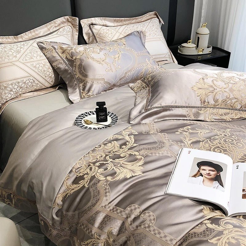 Serenity Cotton Satin Jacquard Bedding Set - WonderlandByLilian