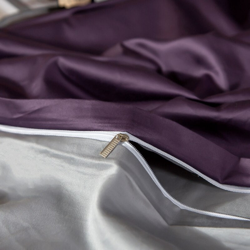 Shemir Purple Grey Reversible Egyptian Cotton Bedding Set - WonderlandByLilian