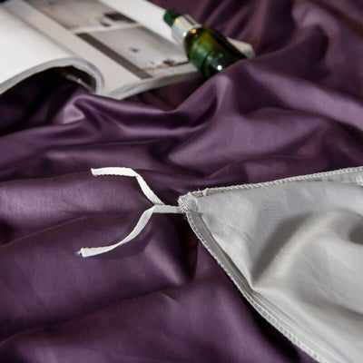 Shemir Purple Grey Reversible Egyptian Cotton Bedding Set - WonderlandByLilian