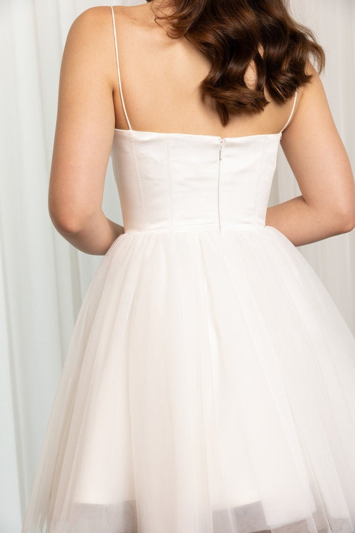 Short and Simple Wedding dress with Customizable Tulle Skirt Plus Size - LILY - WonderlandByLilian