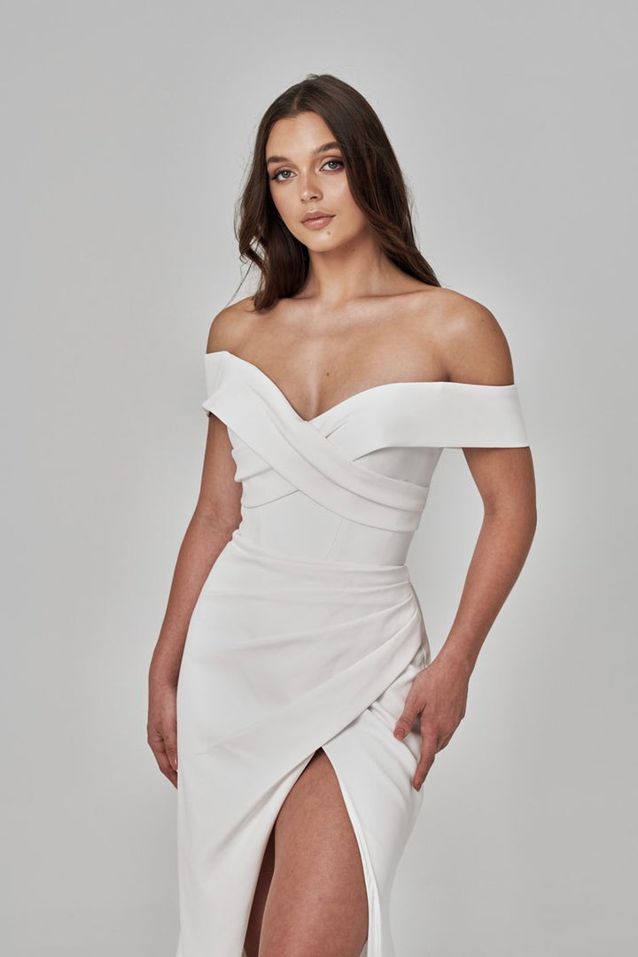 Signature Crepe Off-Shoulder Wedding Gown - ELLIOT - WonderlandByLilian