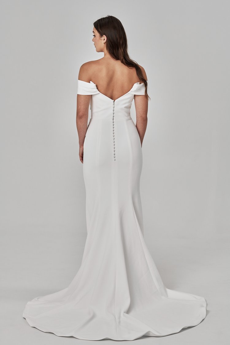 Signature Crepe Off-Shoulder Wedding Gown - ELLIOT - WonderlandByLilian