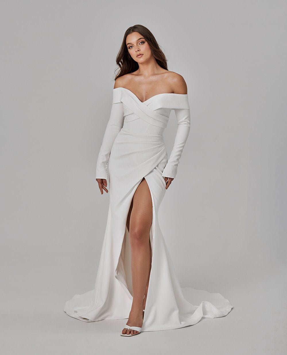 Signature Crepe Off-Shoulder Wedding Gown - ELLIOT - WonderlandByLilian