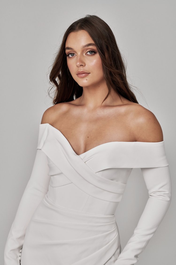 Signature Crepe Off-Shoulder Wedding Gown - ELLIOT - WonderlandByLilian