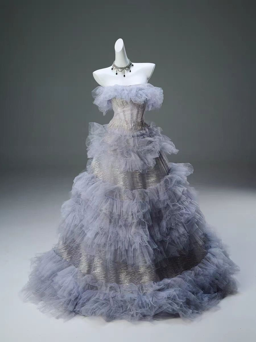 Silver and Gray-Purple Whimsical Fairy Inspired Tulle Ruffle Evening G WonderlandByLilian Silver and Gray-Purple Whimsical Fairy Inspired Tulle Ruffle Evening G WonderlandByLilian