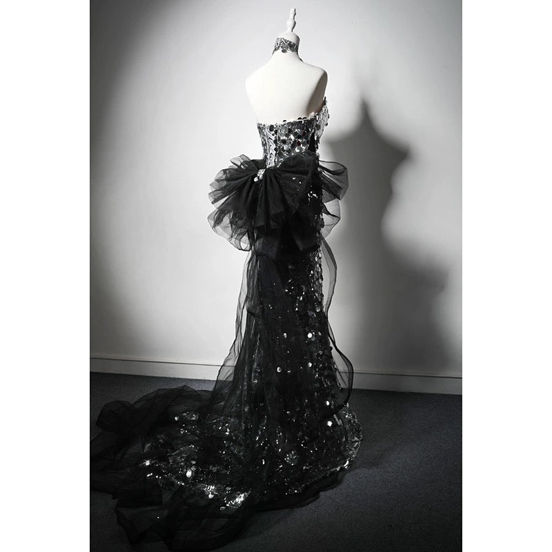 black and silver mermaid dress Jovani 3917 Black Silver Floral Mermaid Evening Dress