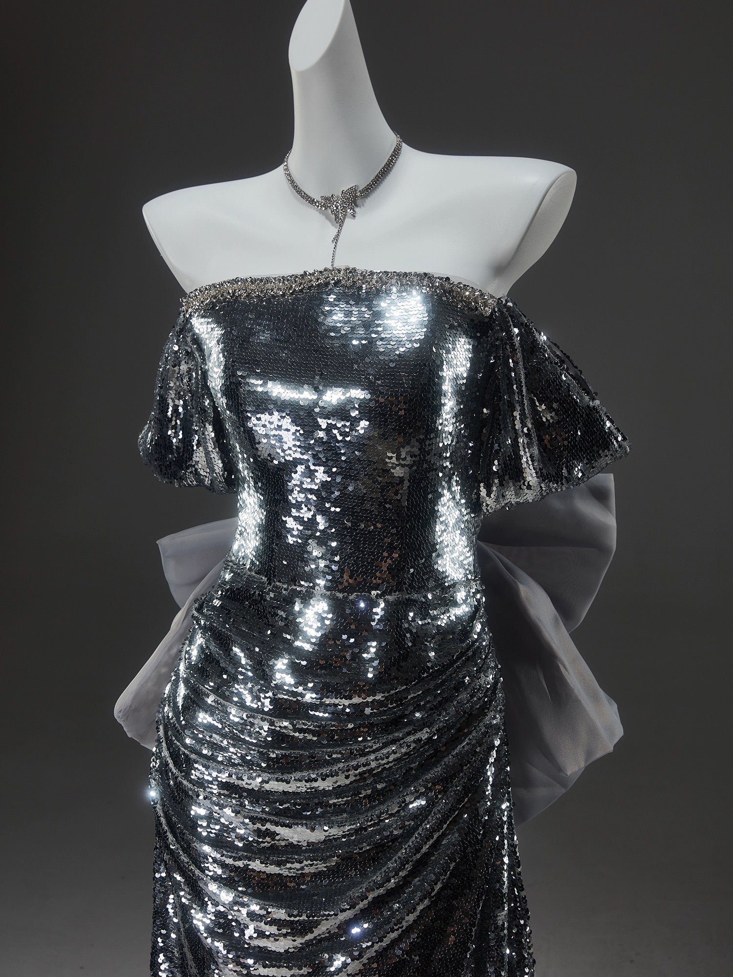 Silver Strapless Glitter Dress and Pretty Sequin Dress - Elegant