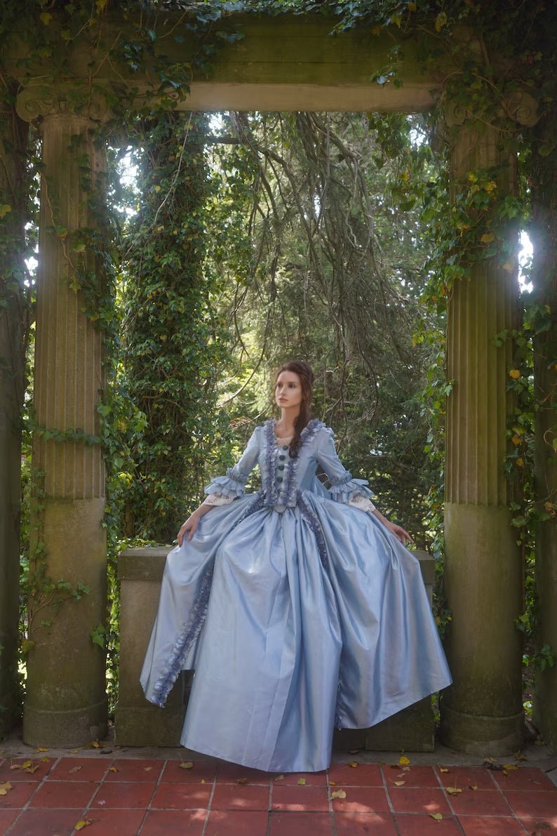 Sky Blue Rococo Ball Gown – Lavish Courtly Elegance with a Hint of Baroque Style Dress Plus Size - WonderlandByLilian